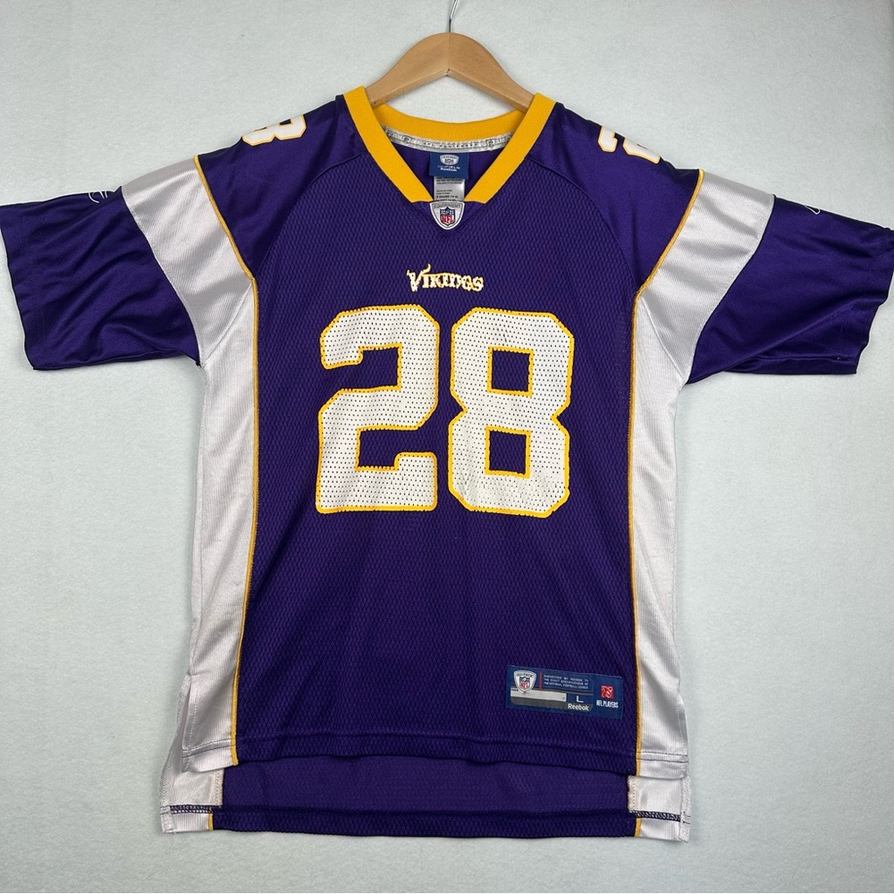 Adrian Peterson MINNESOTA VIKINGS Jersey Youth Large 14-16 #28 L Purple REEBOK